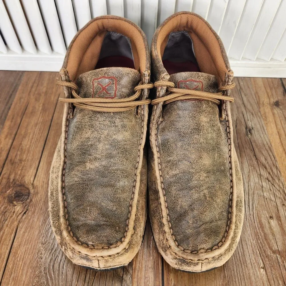 Twisted X The Original Chukka Driving Moc Mens Sz 9M Brown Leather Shoes MDM0003